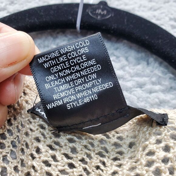 United States Sweaters Womens XL Tan‎ Crochet Long Sleeve Open Front Cardigan - Picture 4 of 6